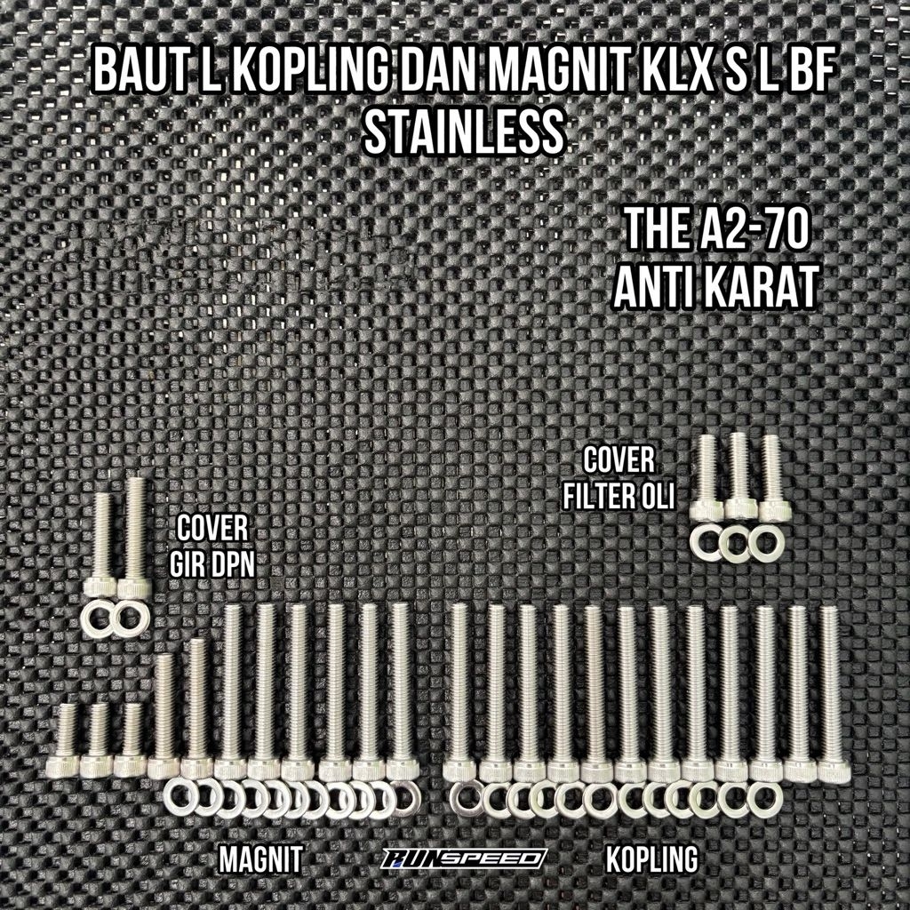 Baut stainless blok kanan kiri KLX baut Kalter kopling dan magnet KLX