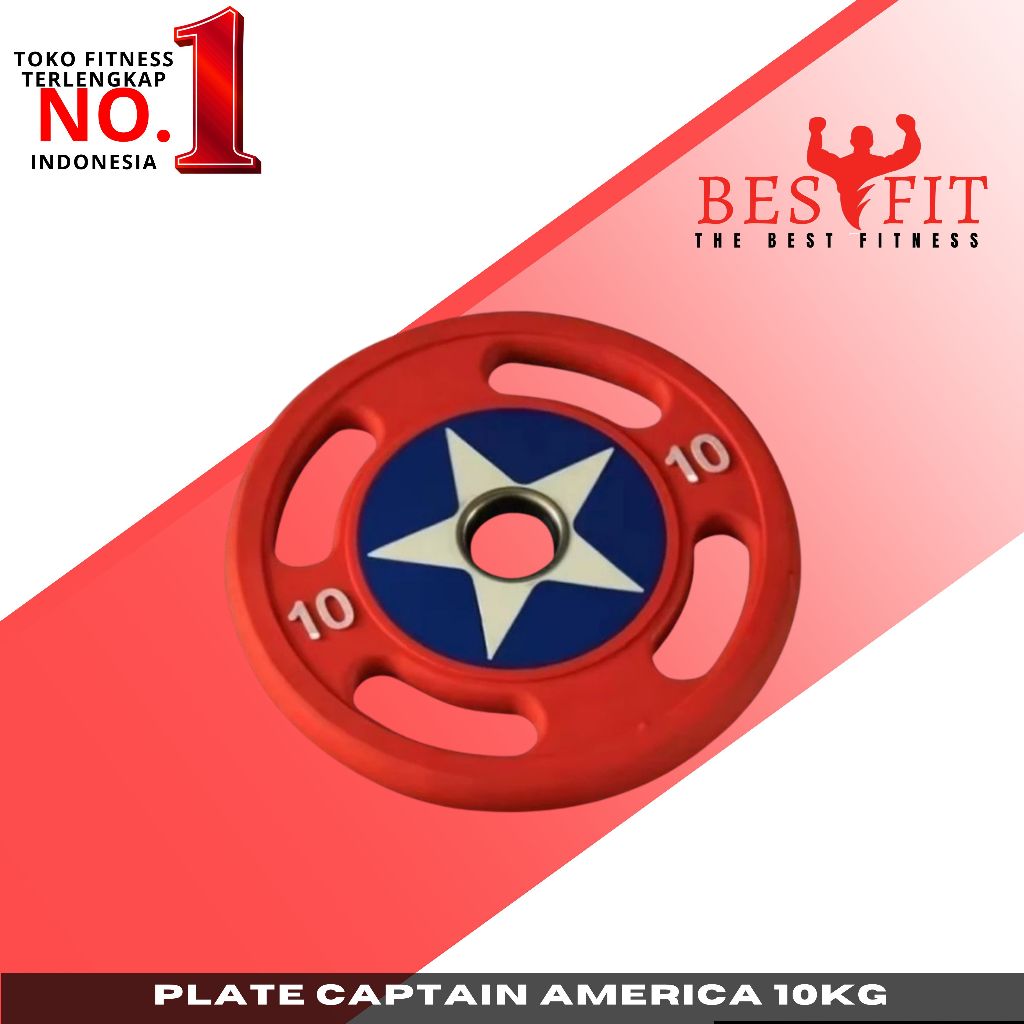 Alat Olahraga Fitness Gym Captain America Weight Rubber Plate Olympic Bumper 10 Kg