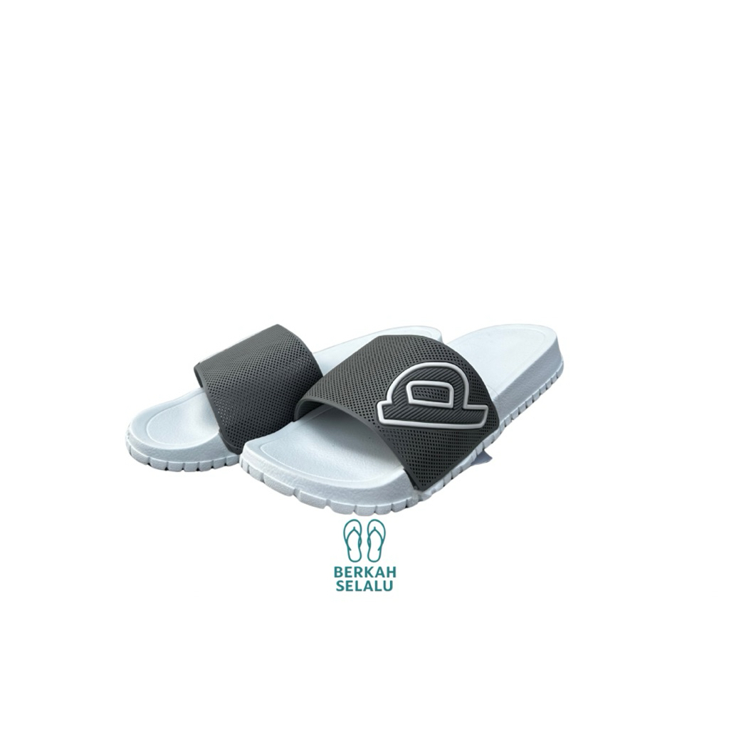Sandal Selop Pria PORTO 9009M-11 Sandal Slide Karet Warna Putih Abu