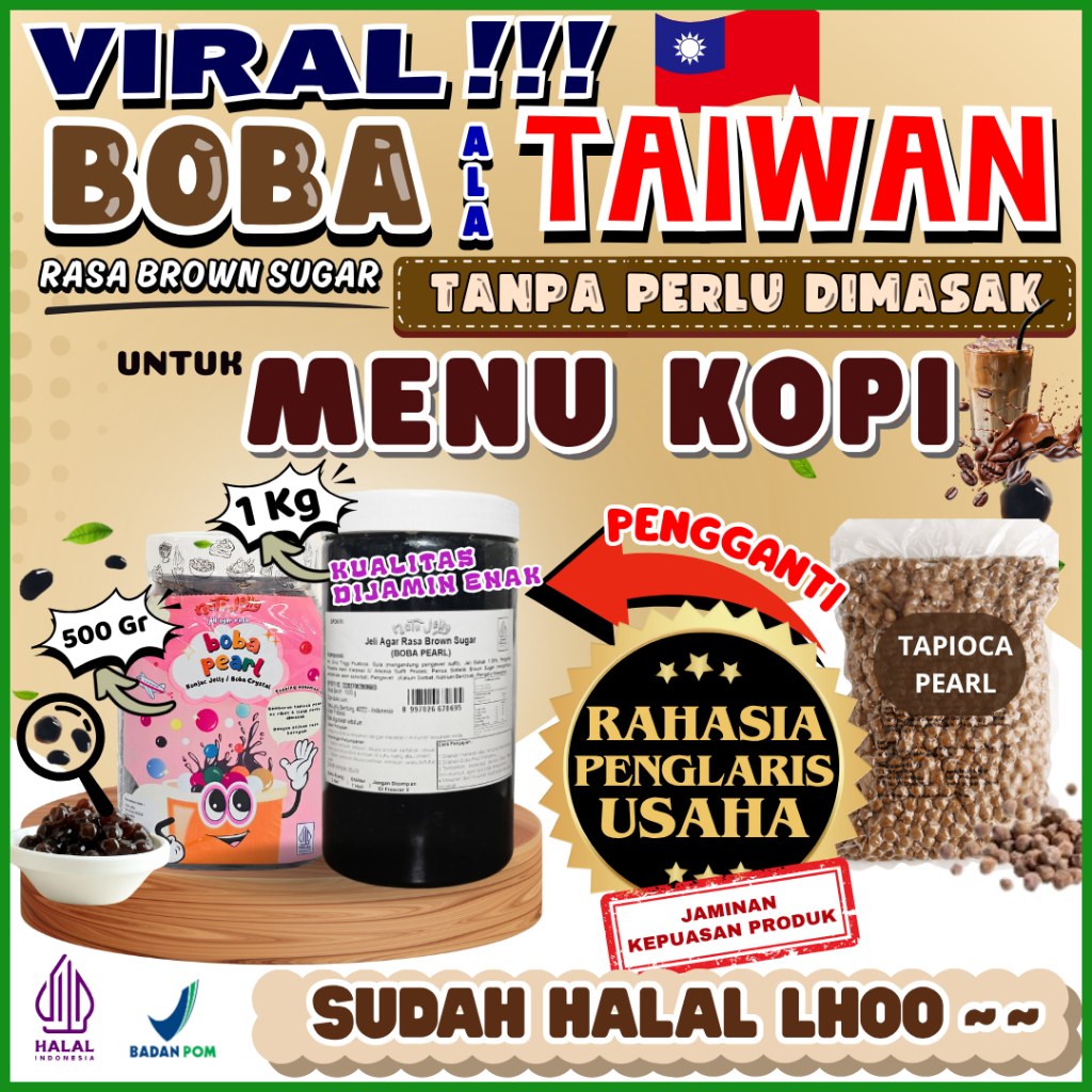 

BobaTapiocaPearlSiapSajiPelengkap MULTIBEV Krimer Creamer Bubuk Powder - Boba Pearl Brown Sugar 1 Kg | Cocok Untuk Semua Jenis Minuman 500 Gram