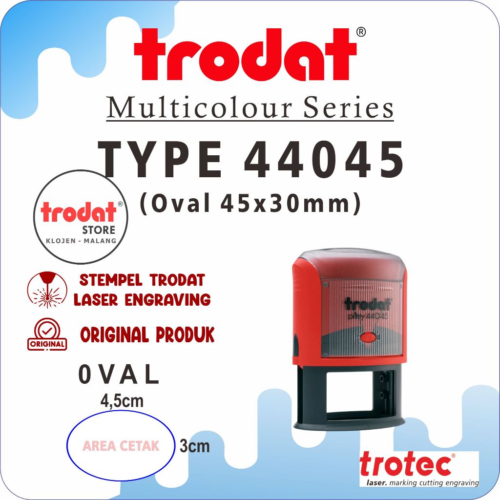 

Stempel trodat 44045 (45 x 30 mm) Stempel Warna Otomatis, Original Trodat