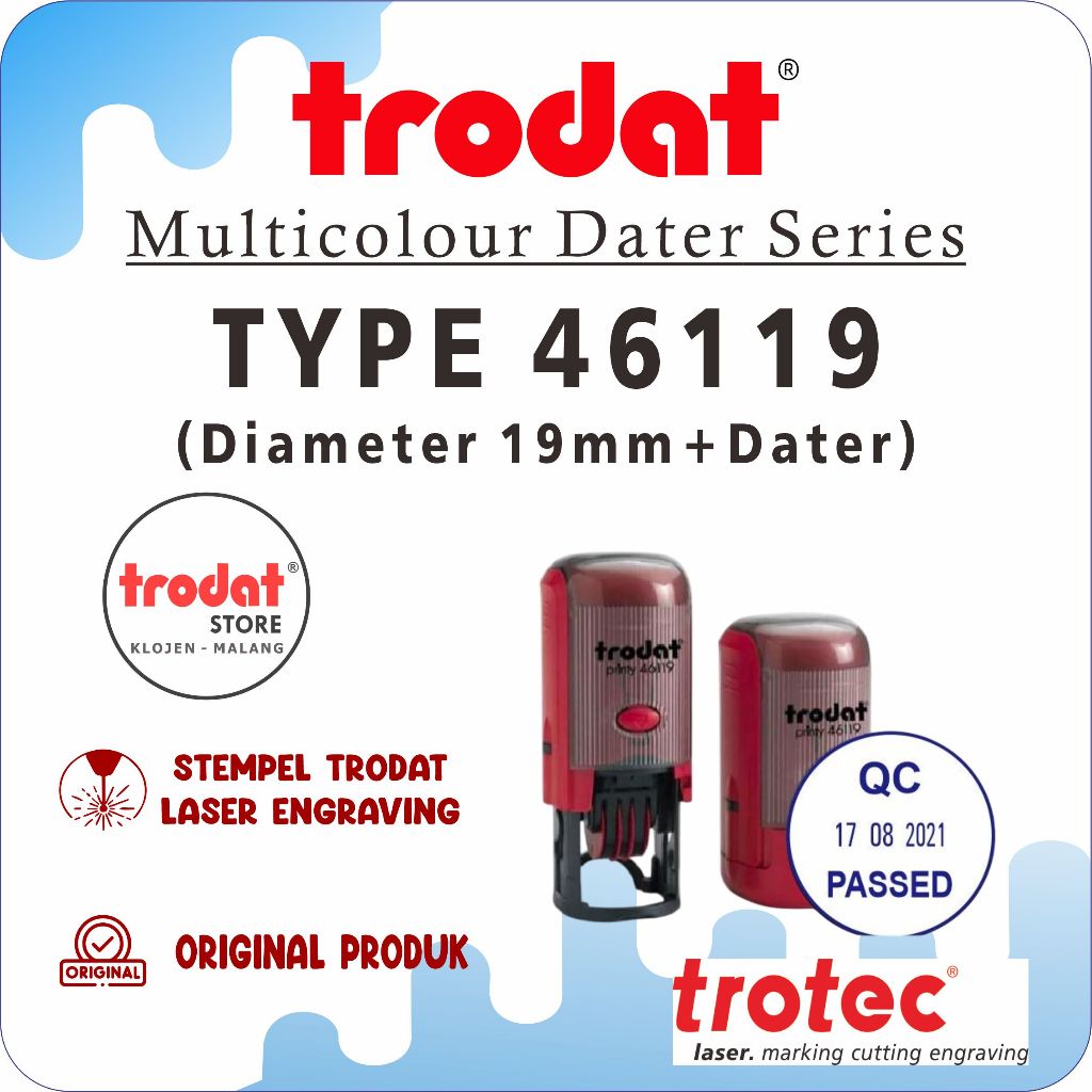 

Stempel Trodat 46119 bulat ( 19mm) Stempel text + tanggal bulan tahun