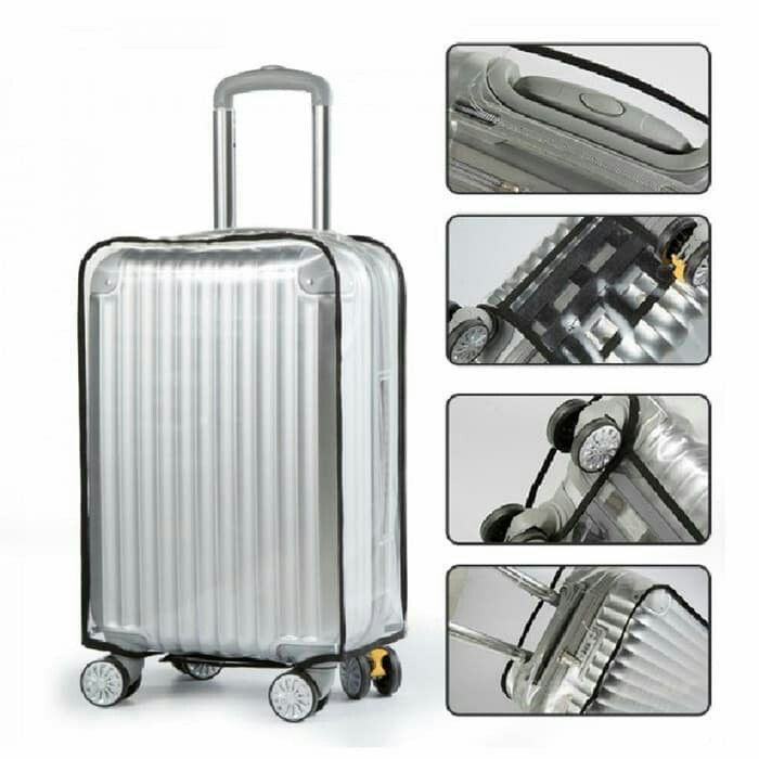 Sarung Koper Plastik Mika Transparan - cover koper - ukuran 20 inch - ukuran 24 inch - ukuran 28 inc