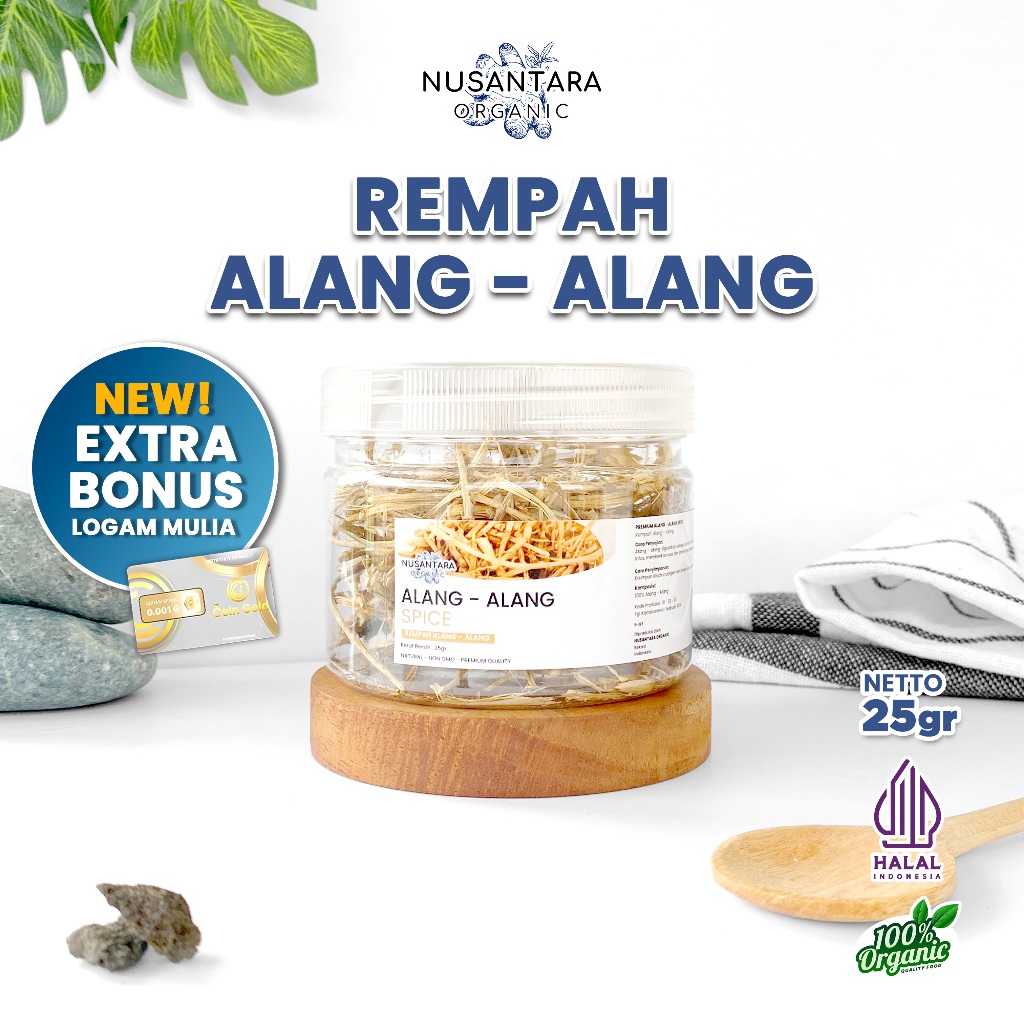 

Nusantara Organic Akar Alang Alang Organik Kering Rimpang Herbal Rempah Alami Cogon 25gr