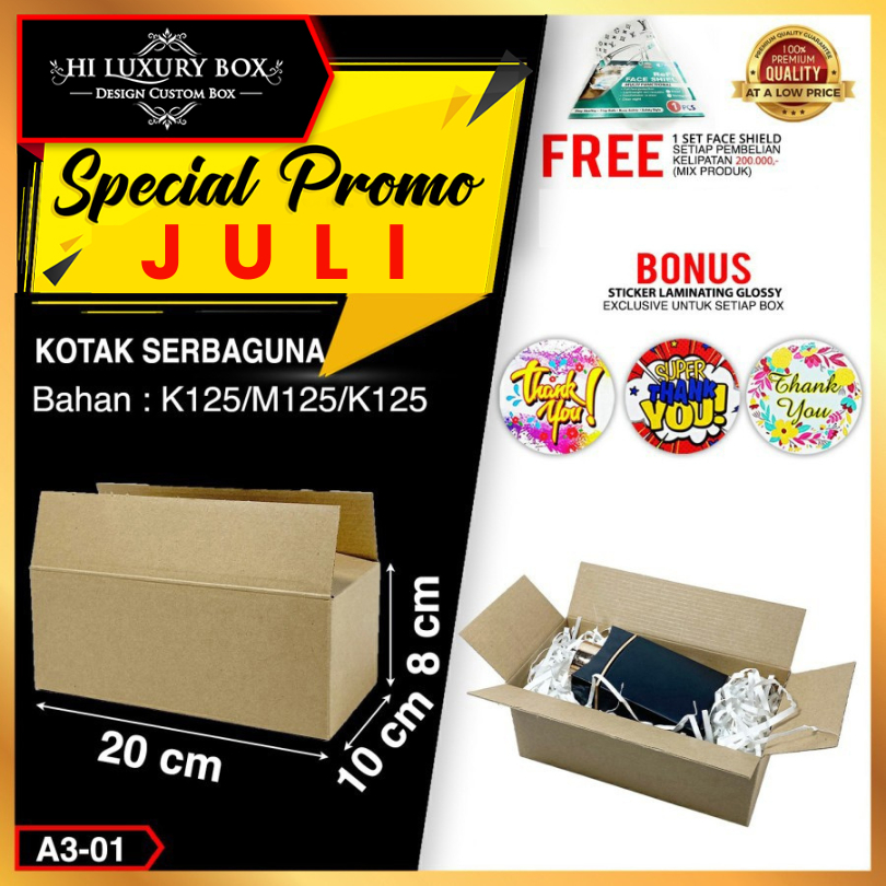 

Kotak | Dus | Box Kardus Serbaguna Kraft Murah 20x10x8 Lipat