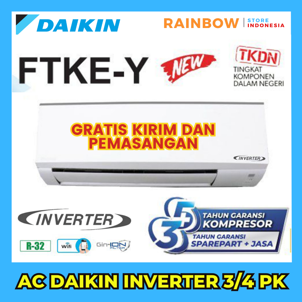 AC DAIKIN INVERTER 1/2 PK - FTKE15-YV R32