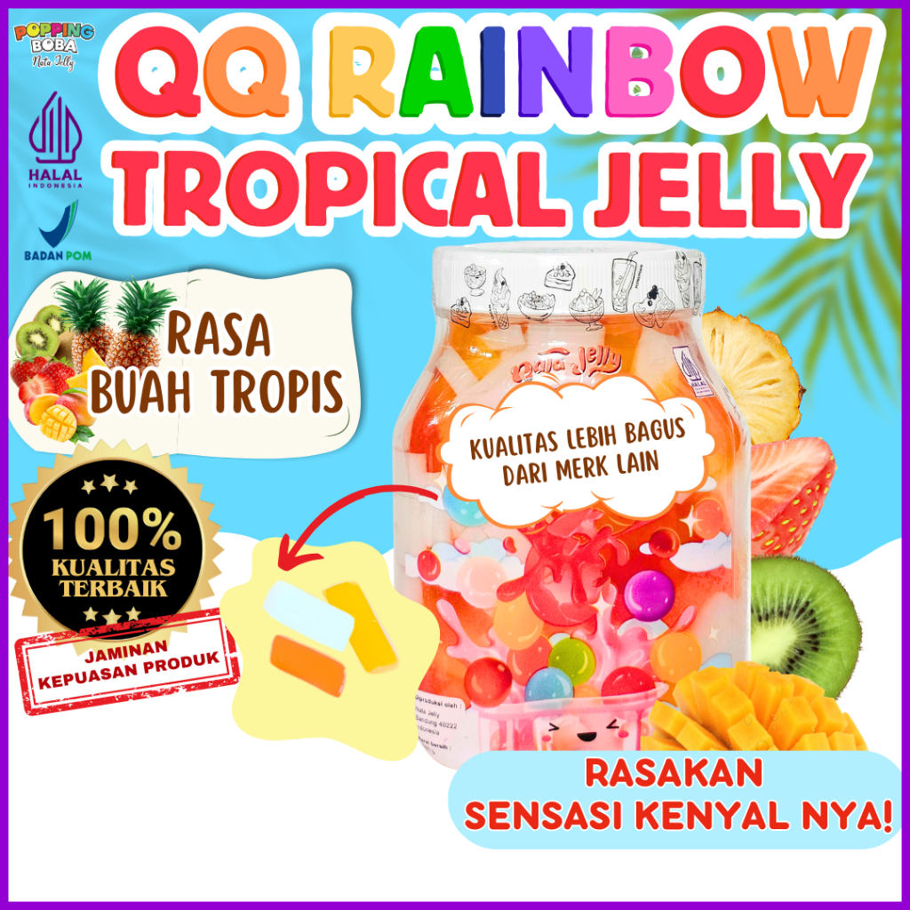 

QQRainbowJellyKonyakuToppingMinumanCampuran DARBO Selai Jam Topping - Tropical Jelly Buah Tropis 500 Gram | Cocok Untuk Semua Jenis Minuman