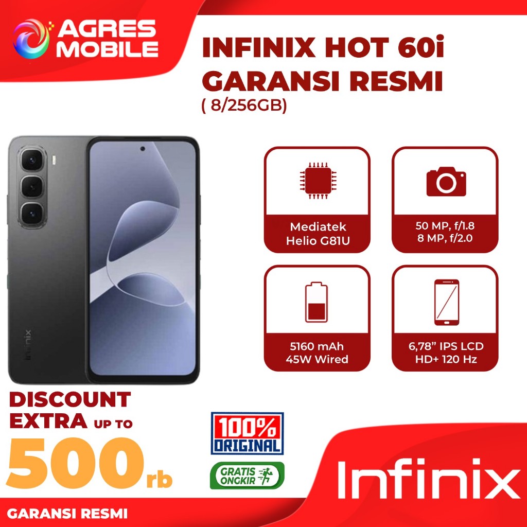 Infinix HOT 60i 8/256GB - Garansi Resmi Indonesia