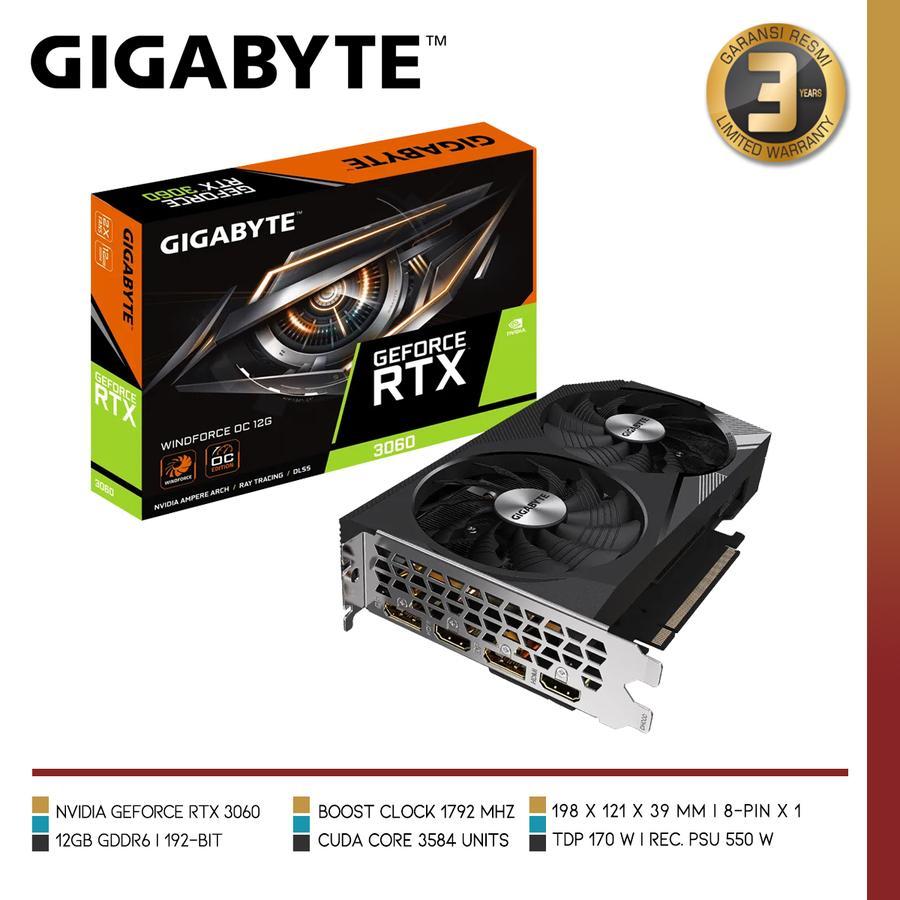 VGA GIGABYTE GeForce RTX 3060 WINDFORCE OC 12G - Gigabyte RTX 3060 12GB OC