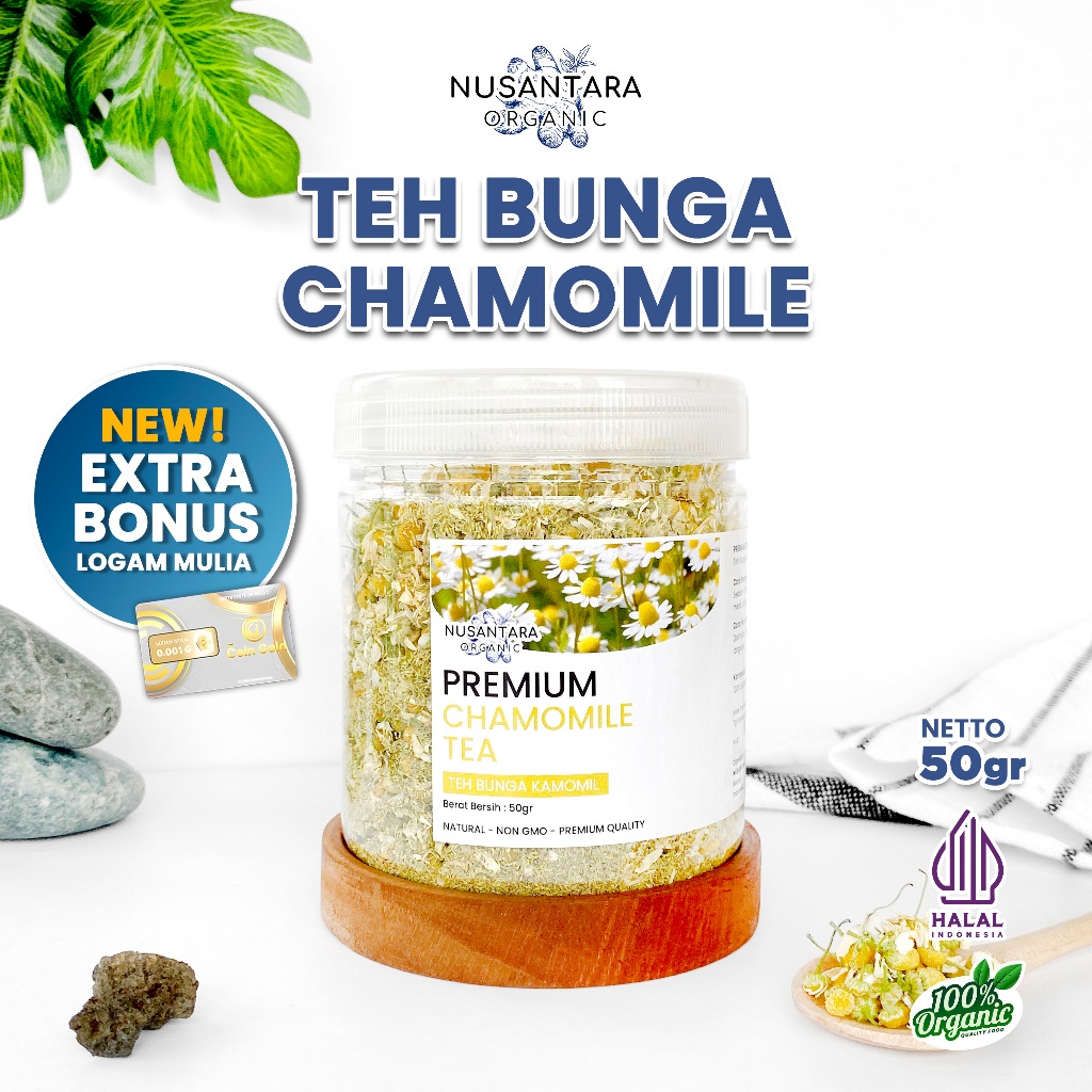 

Nusantara Organic Chamomile Tea Alami Teh Kamomile Pengantar Tidur Susah Aman Herbal 50gr