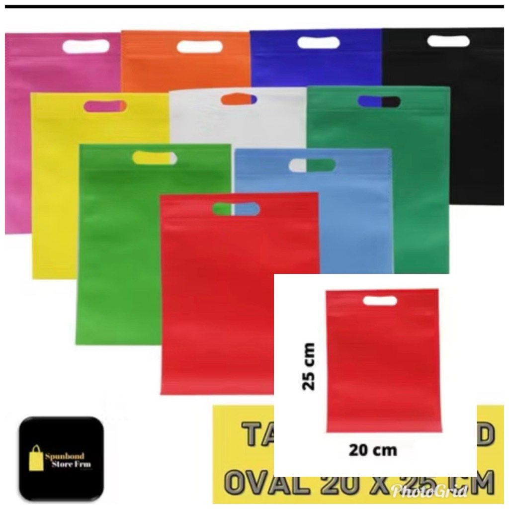 

1 Kodi isi 20 Tas Kain Spunbond / Goodie Bag Model Oval Ukuran = 20x25 cm Kantong Souvenir Murah