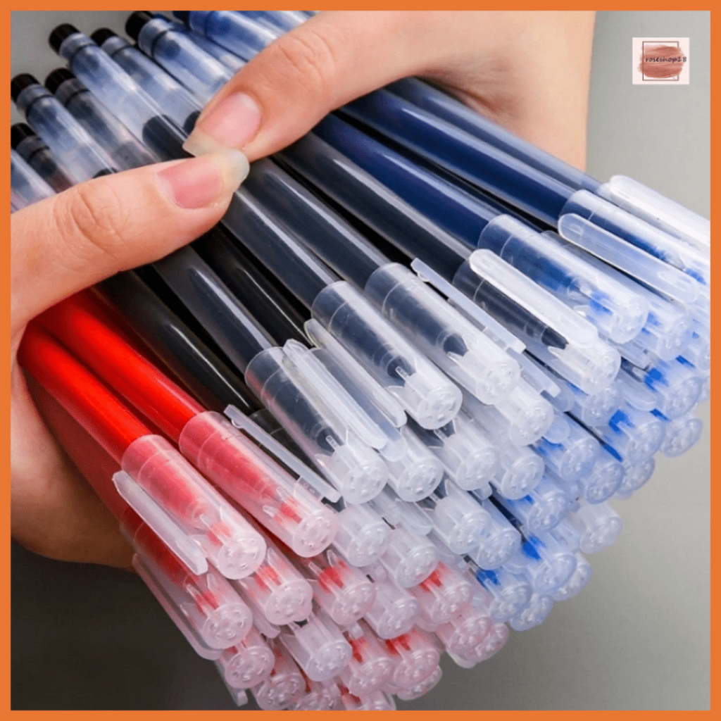 

Roseshop COD SALE - 12 PCS Pulpen Gel 0.5mm Satuan Pen Gel Hitam Biru Merah