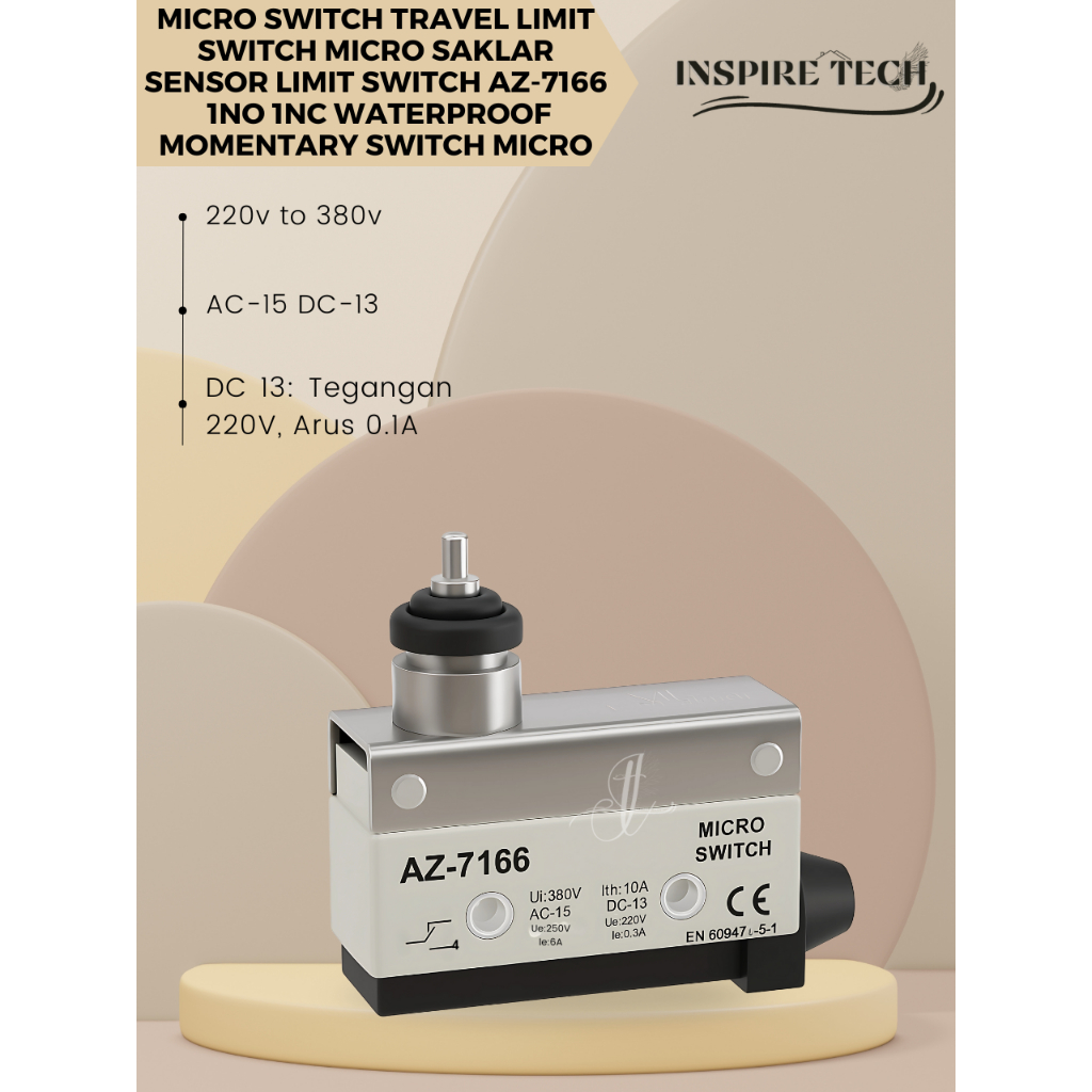 Micro Travel Limit Switch Small Horizontal Roller Lever Arm Silver Contacto 1NO 1NC 250V/10A AZ-7166
