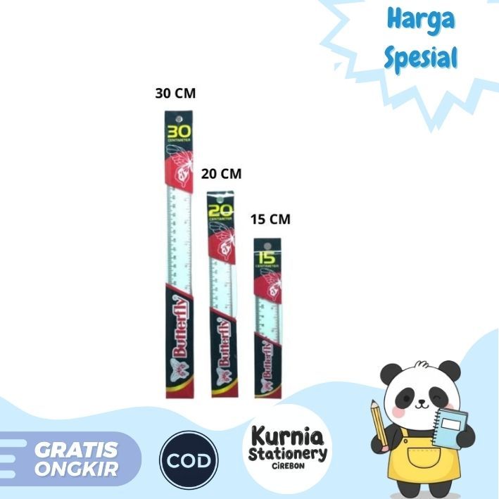 

Butterfly Penggaris Plastik 30,20,15 CM / Mistar Butterfly ( Satuan )