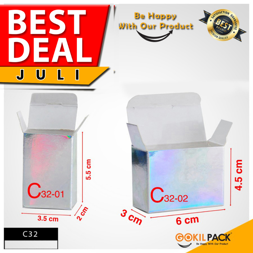 

Kotak Souvenir Kecil - Kotak Hadiah Bahan Hologram Silver Uk 3,5x2x5,5 cm - C32