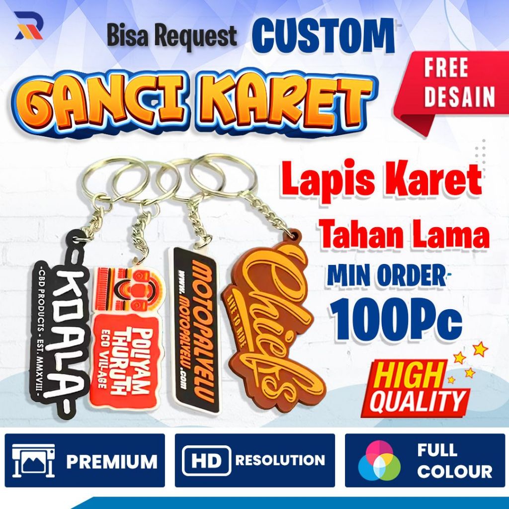Gantungan kunci karet Custom | Minimal order 100PC | Ganci Karet Souvenir PREMIUM