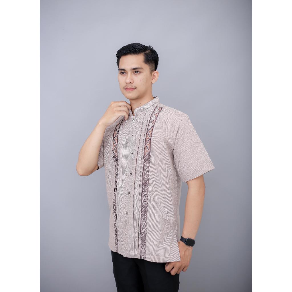 KHUSUS KAMU PRODUK ASRIYANI Baju Koko Yasfiq Lengan Pendek Motif Bordir Kombinasi Warna Katun bikin
