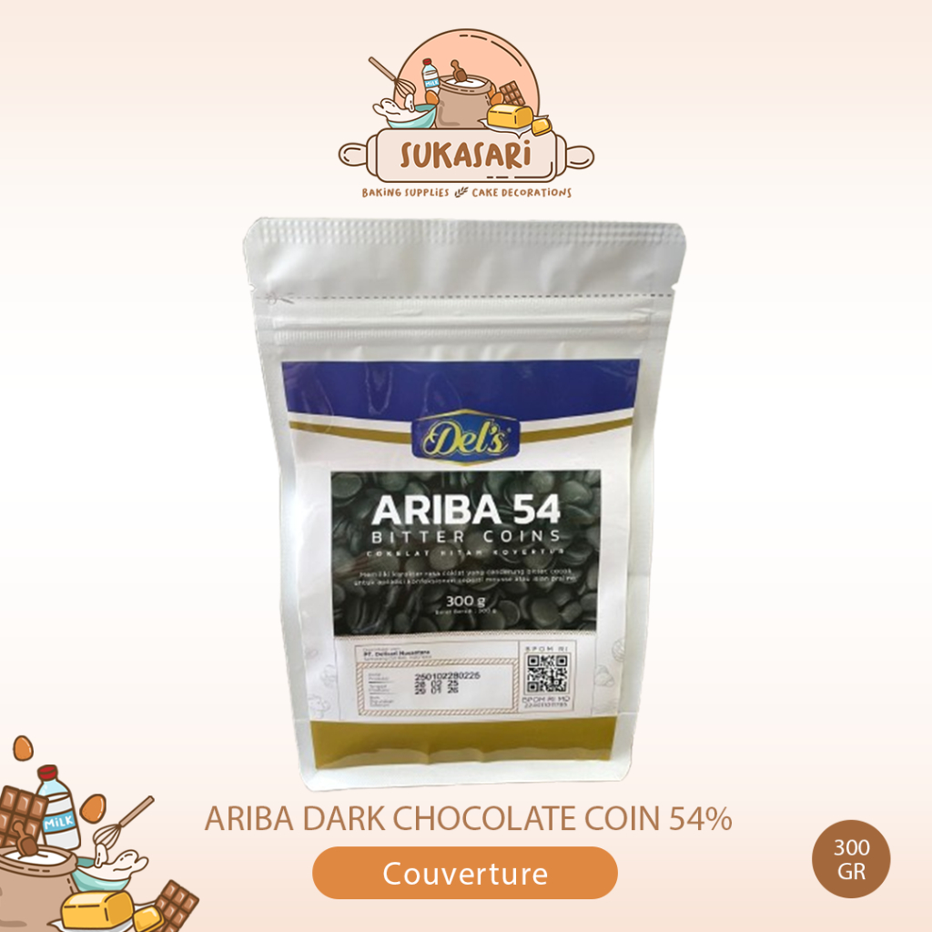 

Ariba Dark Chocolate Couverture 54% 300gr Coin - Coklat Kovertur Koin 300gr Master Martini