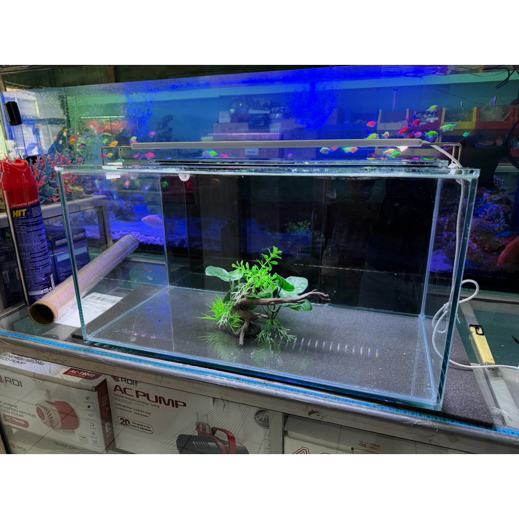 (KHUSUS INSTAN+GARANSI)FULL SET AQUARIUM BACK FILTER BELAKANG KEREN LAUT/TAWAR 60x40x30cm ALAS 8mm