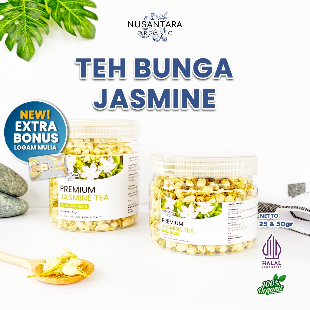 

Nusantara Organic Teh Bunga Organik Jasmine Tea Natural Dried Flower Melati Siap Seduh