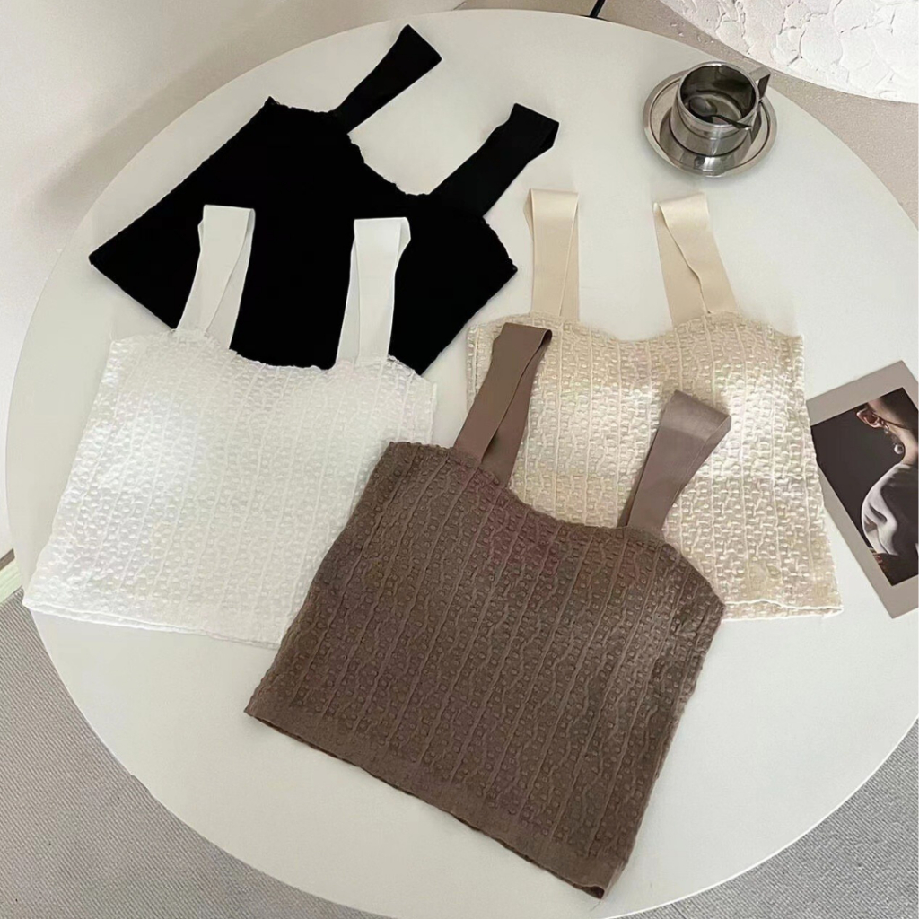 NIFTY.CO Tanktop Bra Korea Tali Lebar Wanita Crop Top Bra Motif Transparan Adem Push Up