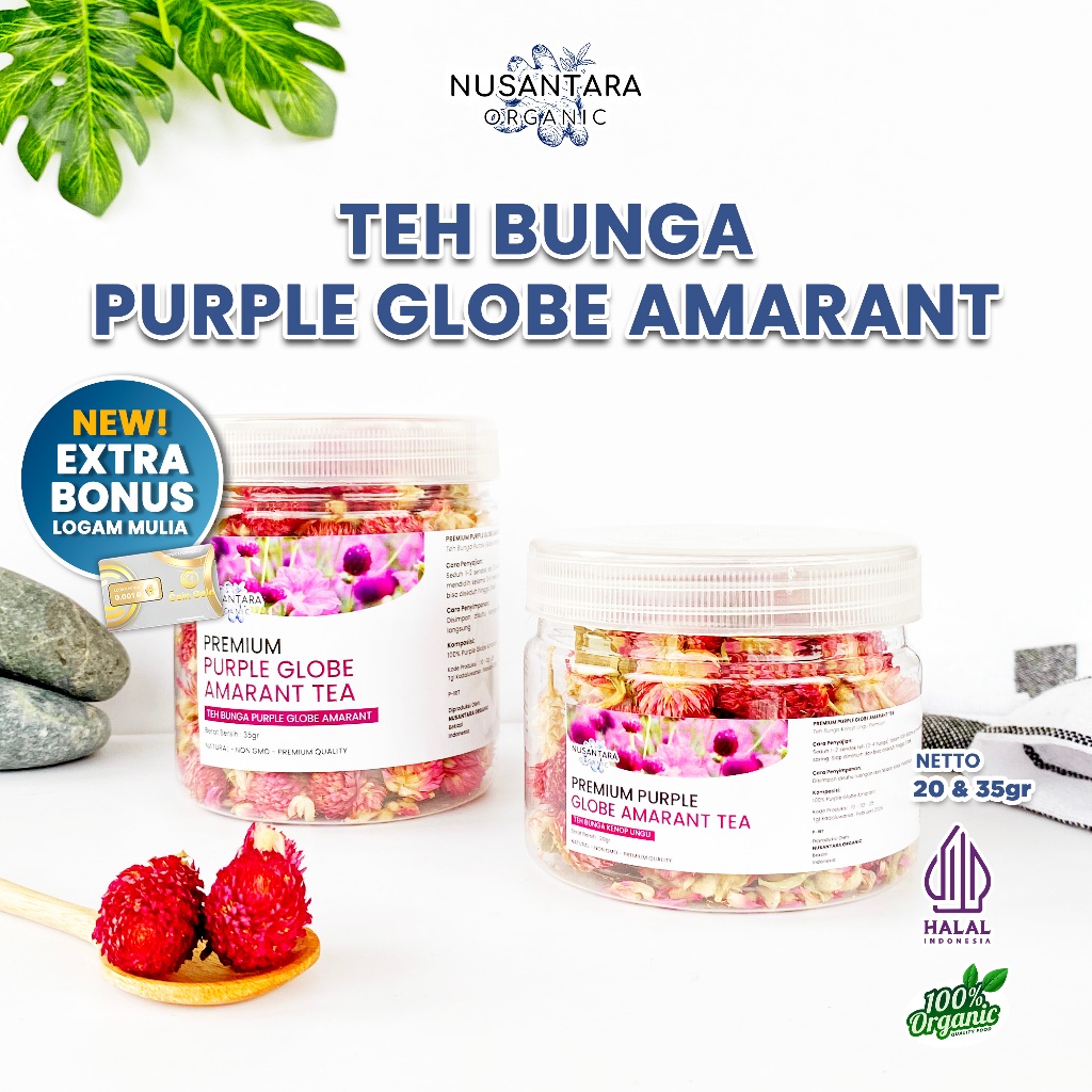 

Nusantara Organic Teh Globe Amaranth Tea Bunga Kering Organik Minuman Herbal Natural Asli