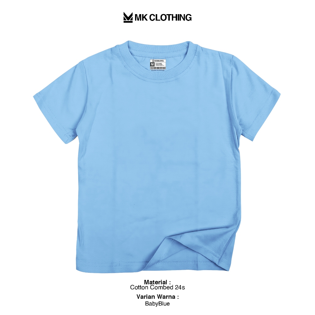 Kaos Polos 24s Anak laki-laki dan Perempuan Unisex Lengan Pendek - Biru Muda