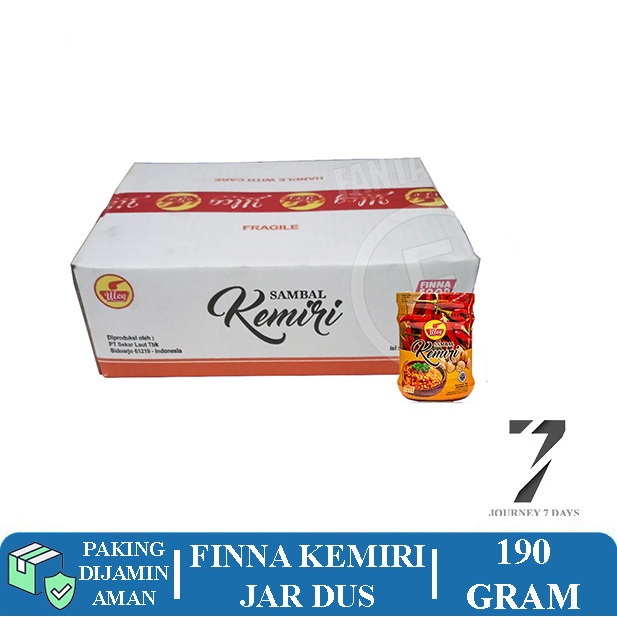 

FINNA SAMBAL ULEG KEMIRI JAR DUS PER 12 PCS JOURNEY 7 DAYS DENGAN PAKING AMAN