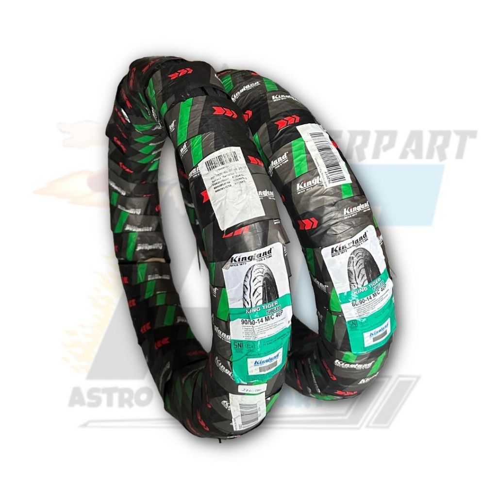 BAN KINGLAND KING TIGER DEPAN 80/90-14 TUBLES & BAN KINGLAND BELAKANG 90/90-14 TUBLES