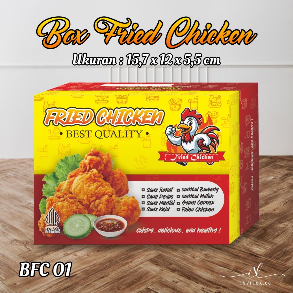 

[100PCS] PAPER LUNCH BOX READY STOCK PREMIUM - FRIED CHICKEN BOX BFC UKURAN 15,7 x 12 x 5,5CM