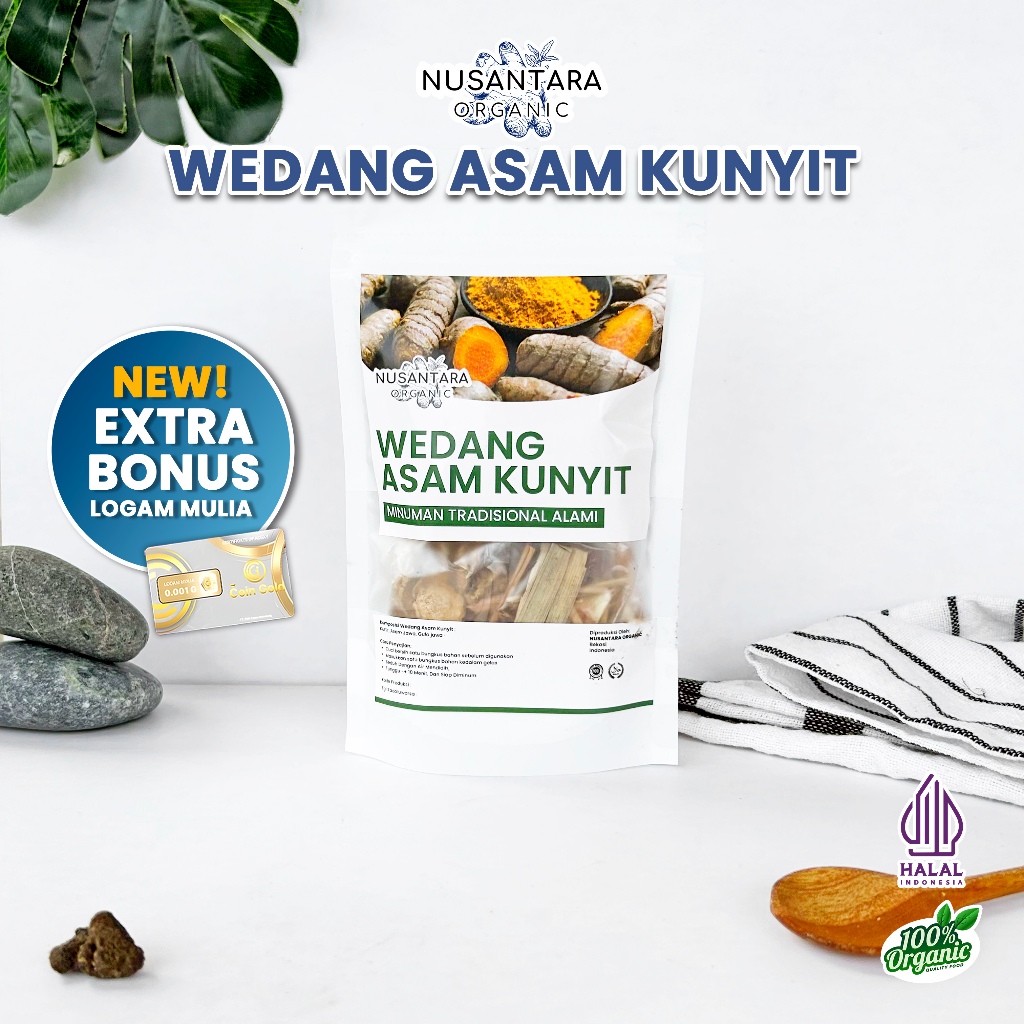 

Nusantara Organic Wedang Asam Kunyit Kunir Asem Asli Komplit Herbal Seduh Praktis Alami