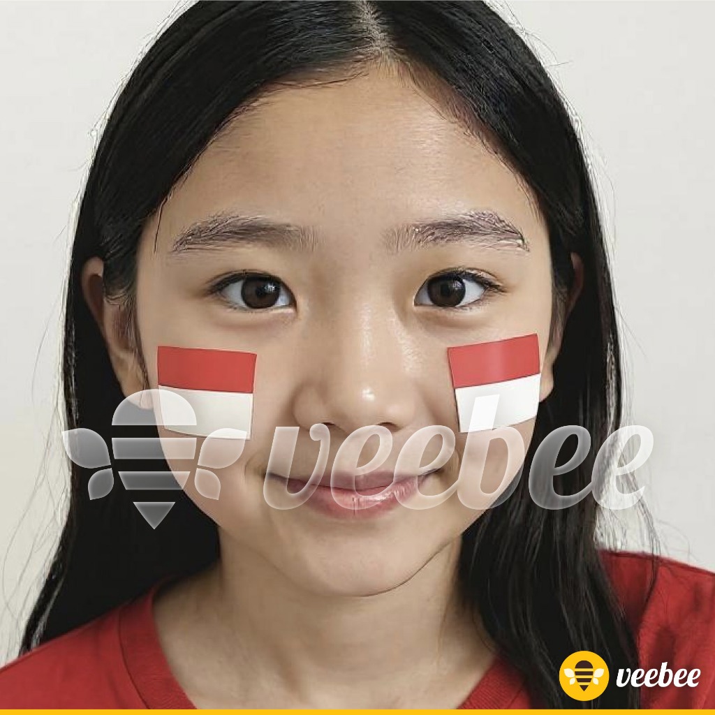 Stiker pipi bendera tulisan polos gmbar / stiker bendera merah putih/stiker agustus/ stiker wajah be