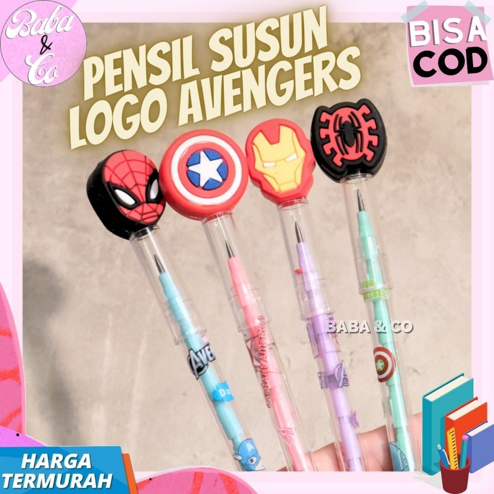 

PENSIL SUSUN LOGO AVENGERS IMUT UNIK LUCU PENSIL BENSIA PELOR PELURU LOGO SUPERHERO AVENGER ALAT TULIS SEKOLAH PENSIL SUSUN LOGO IRONMAN SPIDERMAN CAPTAIN AMERICA
