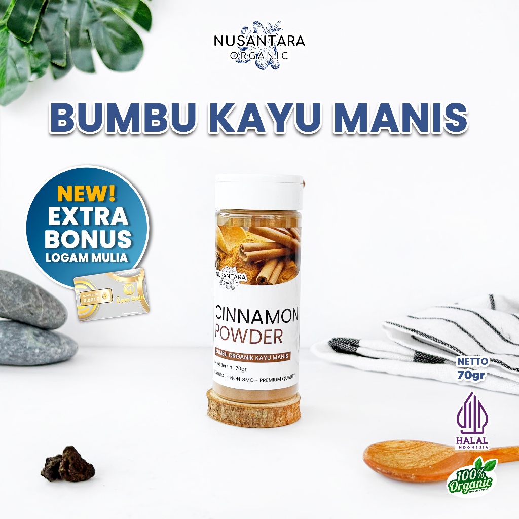 

Nusantara Organic Kayu Manis Cinnamon Powder Bubuk Asli Murni Tanpa Campuran Organik 70gr