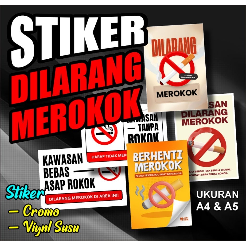 

stiker dilarang merokok ukuran a4 dan a5