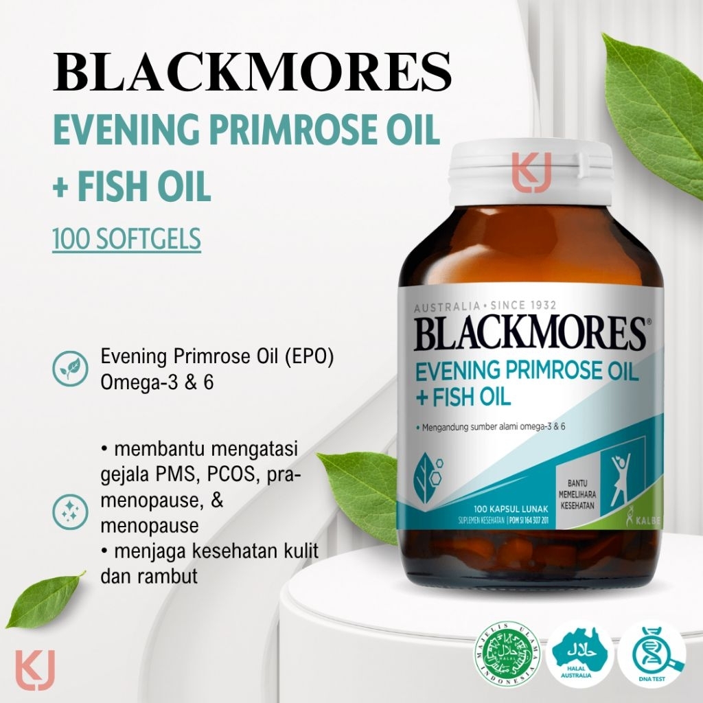 BLACKMORES EVENING PRIMROSE OIL + FISH OIL | VITAMIN PMS, PCOS, MENOPAUSE | ORI 100% | HALAL BPOM