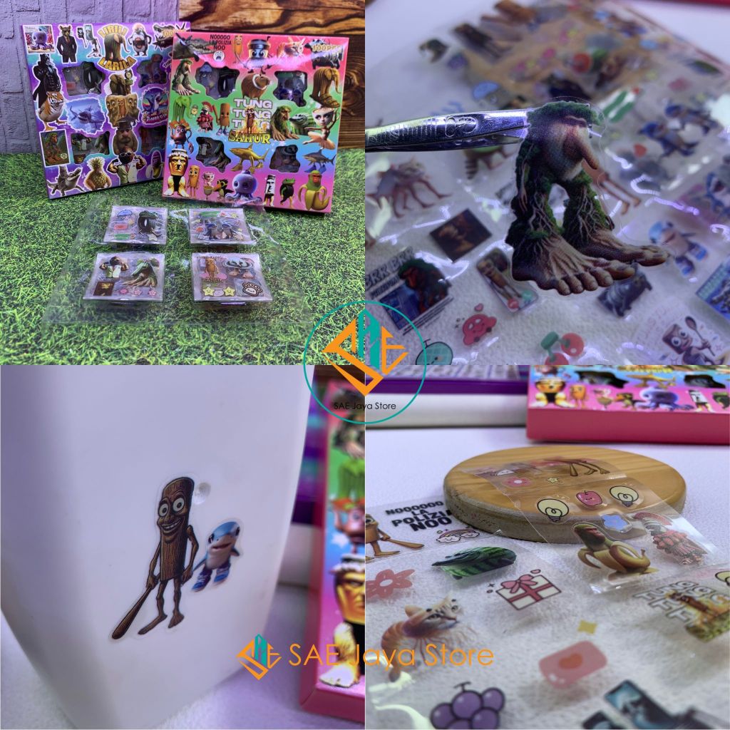 

(1 BOX 100PCS) SAE-STICKER AESTHETIC LUCU TRANSPARANT ANTI AIR MOTIF KARTUN ANOMALI / STIKER ANOMALI