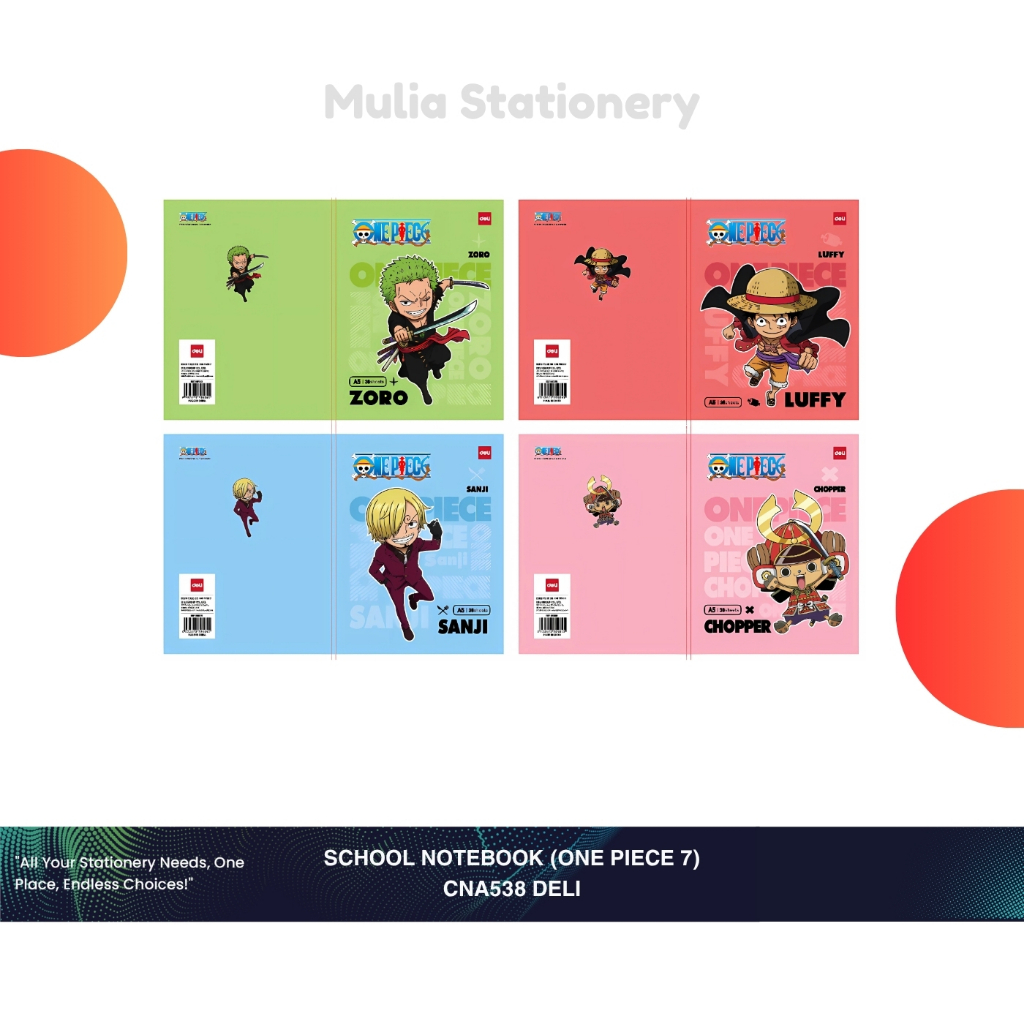 

(1 Pak isi 10) Buku Tulis Deli ONE PIECE 7 38 Lembar CNA538 | Buku Tulis Sekolah - Sekolah & Kantor | Perlengkapan Sekolah