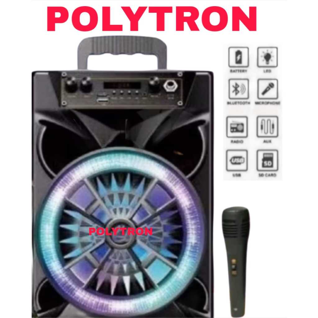 Speaker Buetooth Kimiso/POLYTRON QS 834 Ukuran 8 Inch Free Microphone & Remote