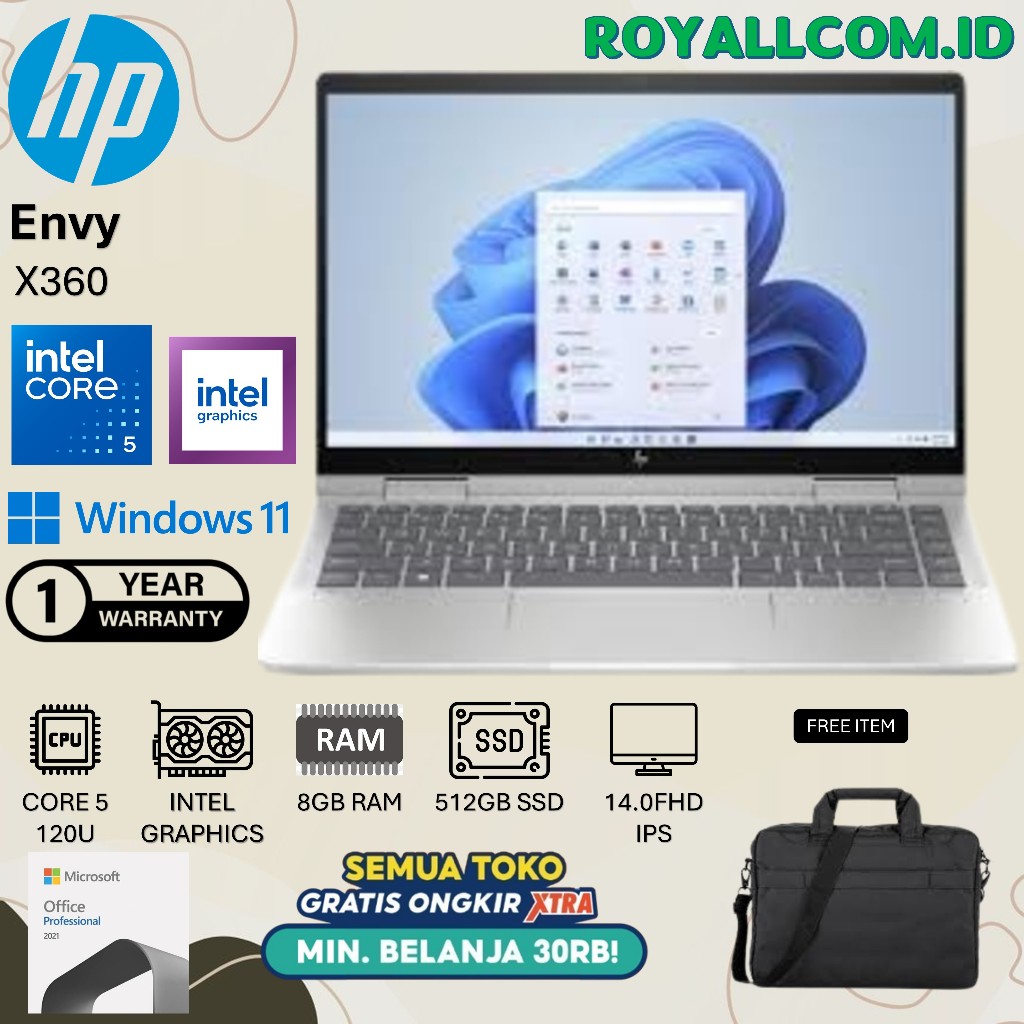 HP ENVY X360 14 2IN1 TOUCH CORE I5 120U 8GB 512GB W11 14.0FHD IPS