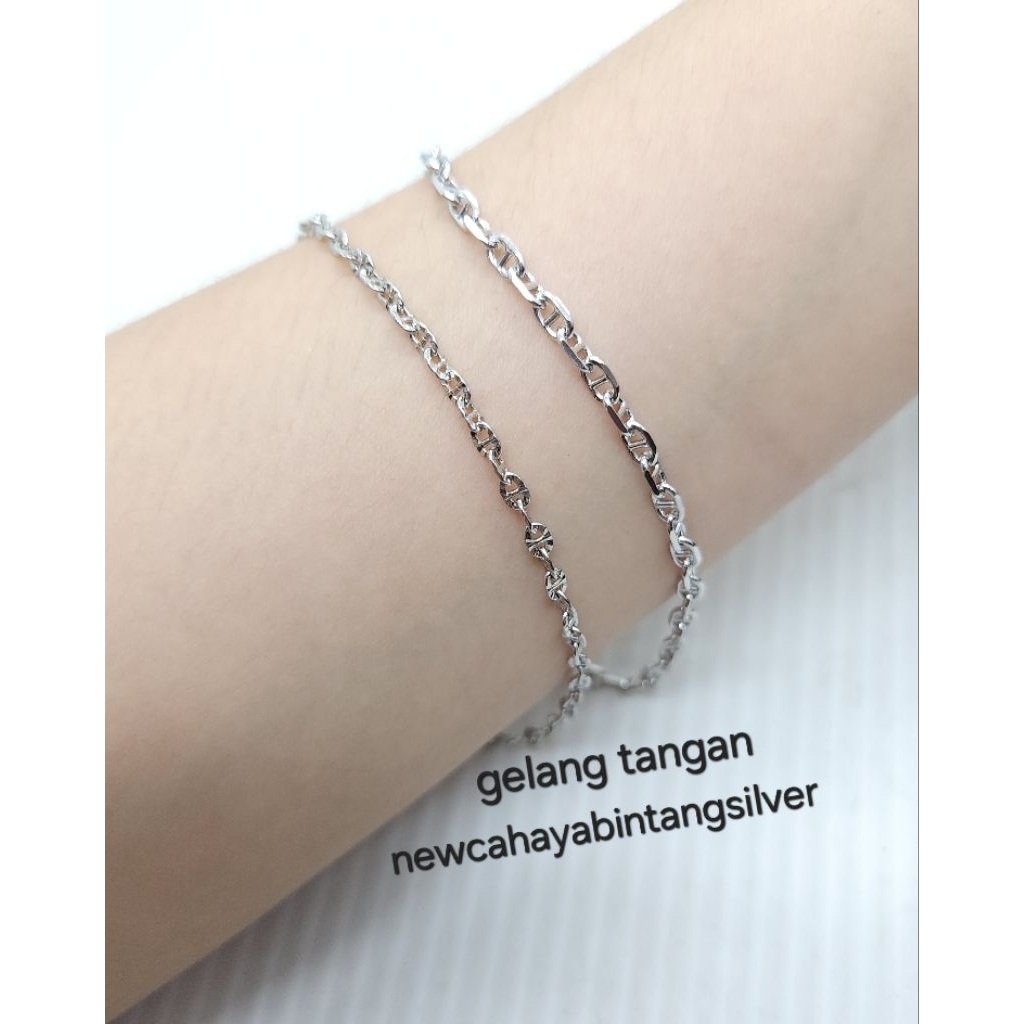 GELANG KAKI FASHION/GELANG KAKI WANITA.PERAK ASLI 925 LAPIS MAS(BISA JUAL KEMBALI)
