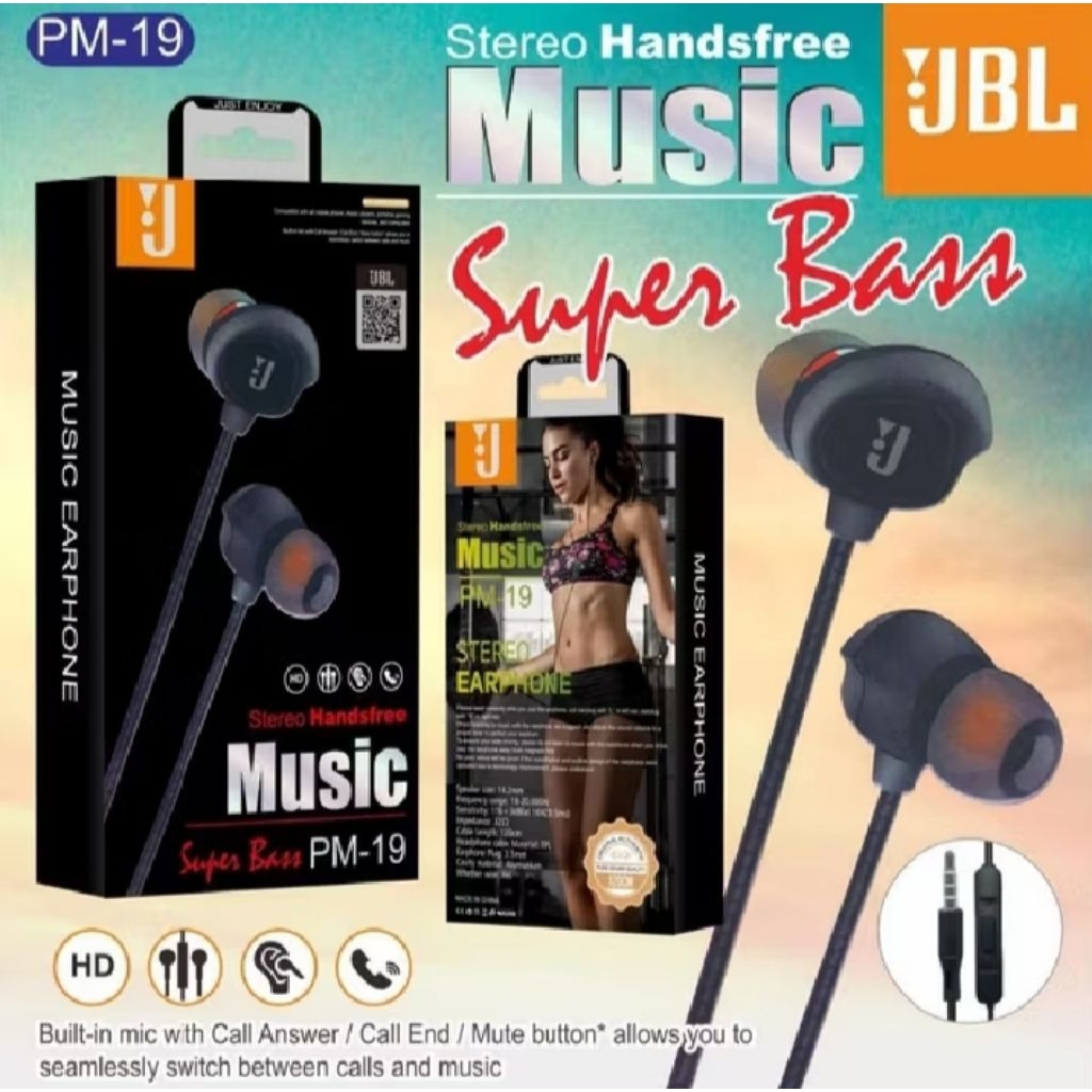 Headset Earphone Stereo Hanfsfree MUSIC PM-19 super bass