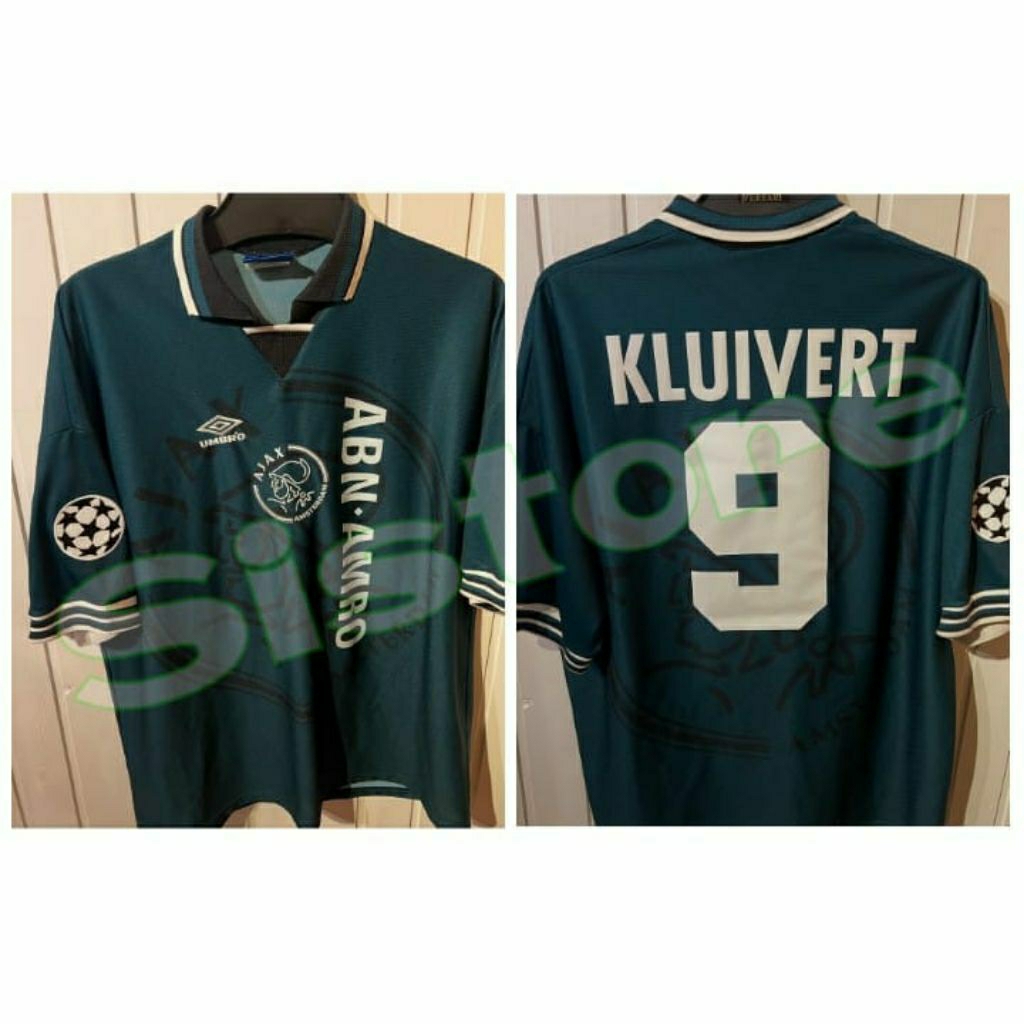 Jersey RETRO Ajax Away 1995 / 1996 + Cetak nama Nameset KLUIVERT 9 / Custom suka suka Font RETRO OFF