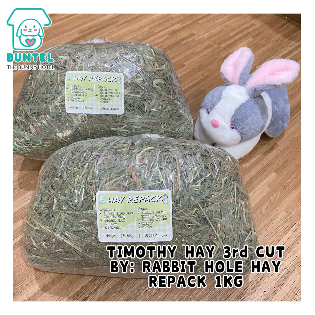 Timothy Hay 3rd Cut Rabbit Hole Hay RHH REPACK 1 KG | pakan kelinci guinea pig