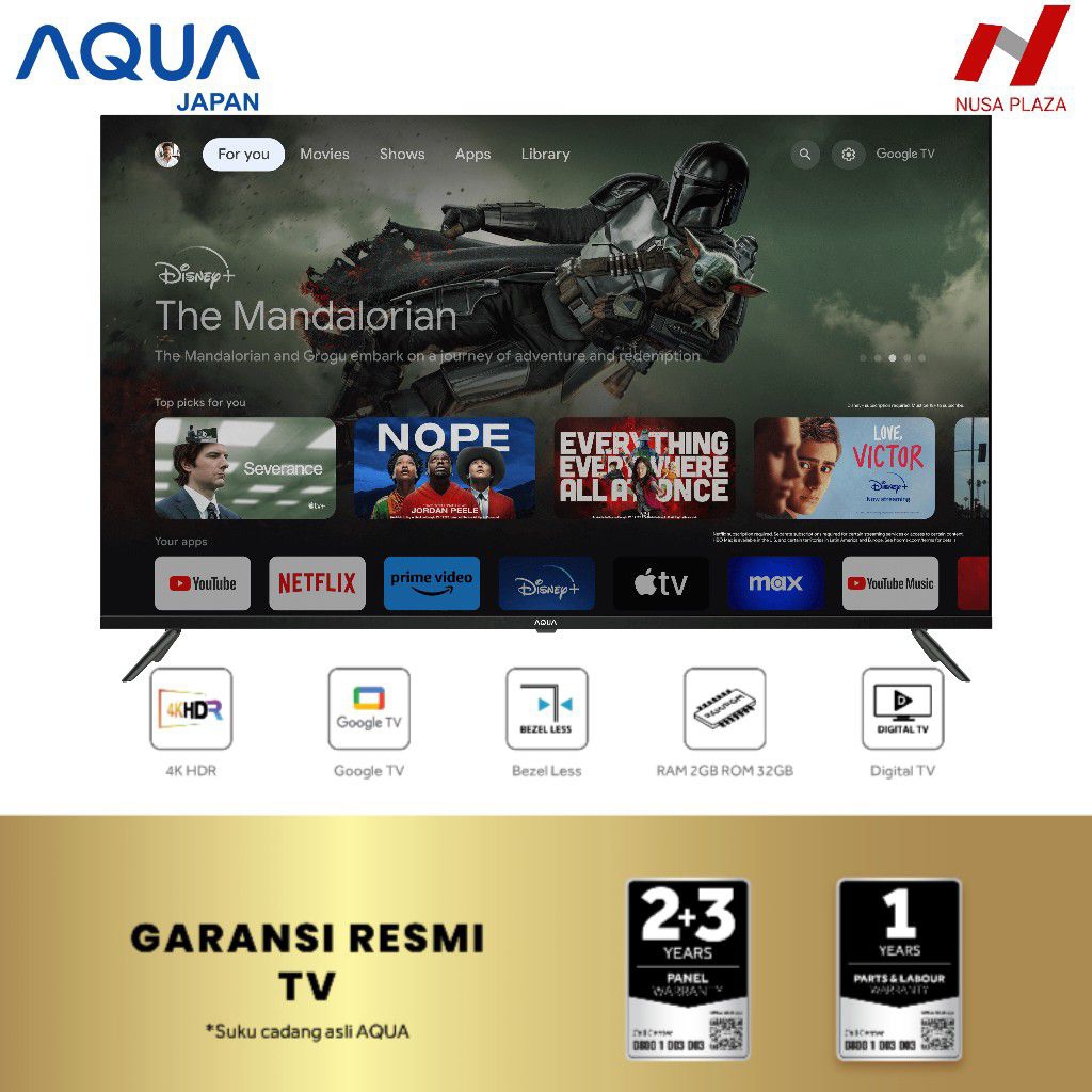 TV AQUA 55 Inch 4K HDR GOOGLE TV AQT55K800UX