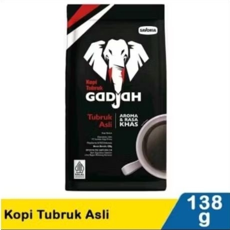 

Kopi Tubruk Gadjah Bubuk Asli Pure Pouch 138gr Coffee