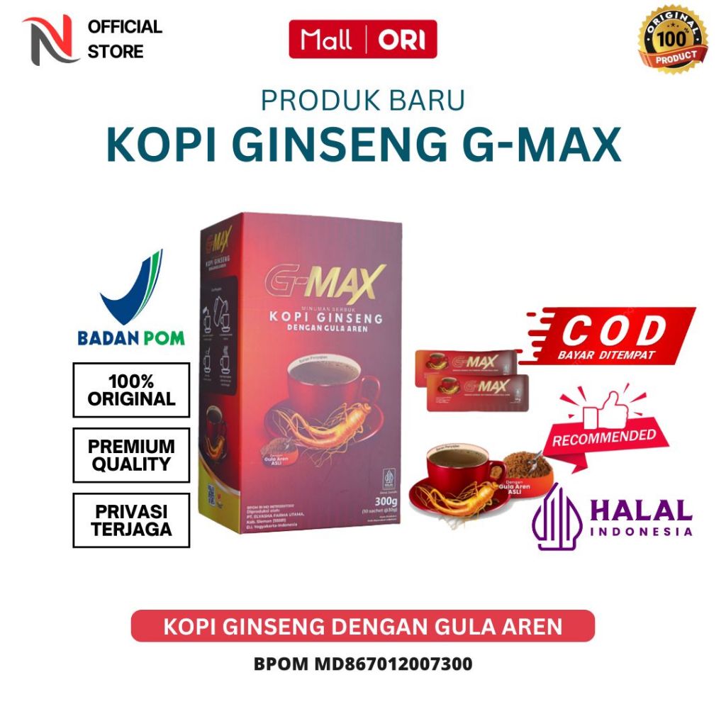 

G-MAX Minuman Serbuk Kopi Dengan Gula Aren Halal & BPOM Original
