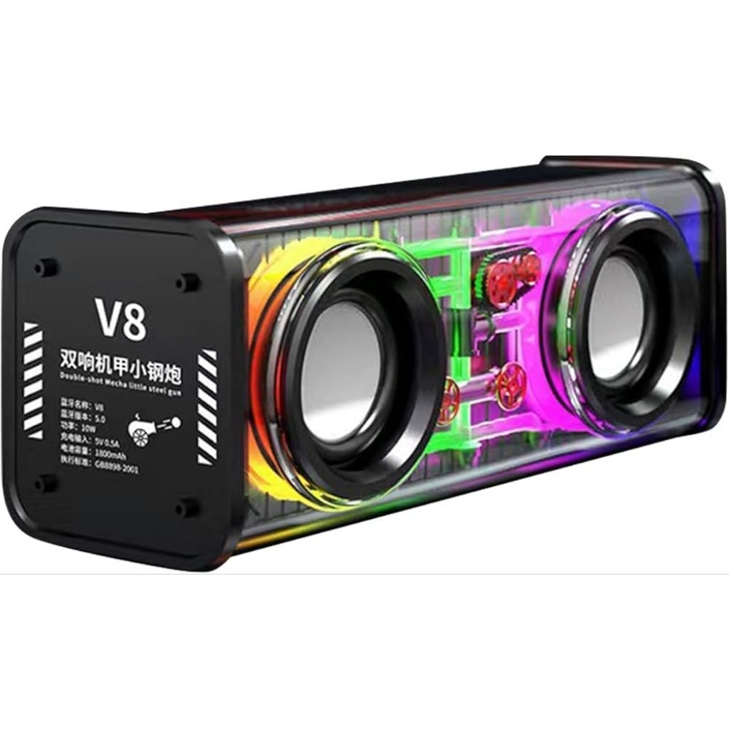 Bluetooth Speaker Portable V8 Wireless Musik Rgb Dual 10w BT v5.3