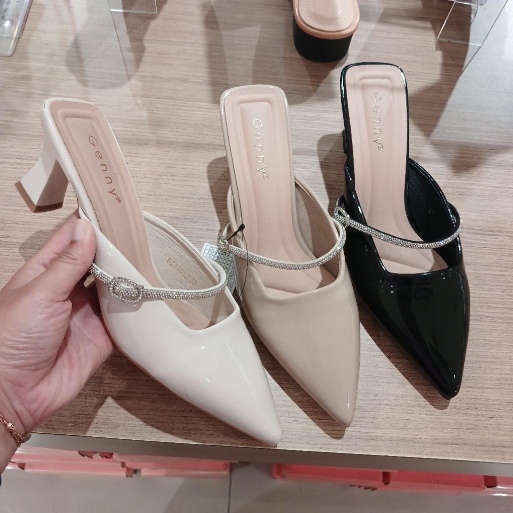sepatu selop/mules heels 7cm GENNY❗️ori matahari