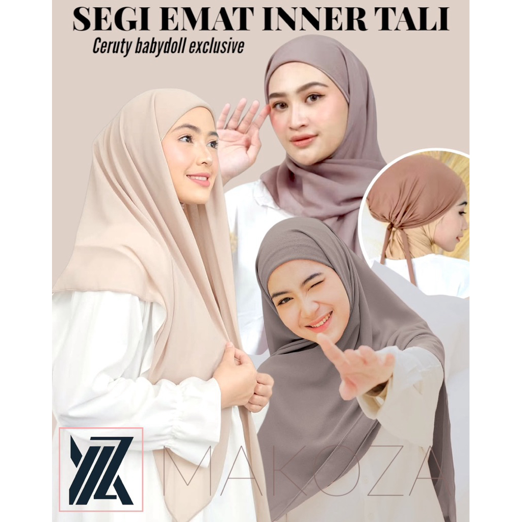 SEGI EMPAT 2 LAYER INNER TALI (ciput tali) || SEGI EMPAT INSTAN MAKOZA